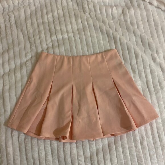 🌸 Vintage Forever 21 Thick Pleated Pastel Pink Mini Skirt - Picture 2 of 3